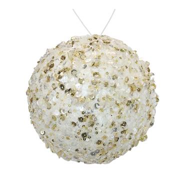 Sequin deco ball ivory,10cm 