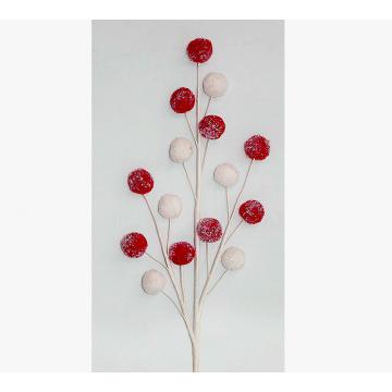 Ball deco spray White Red, 53cm 