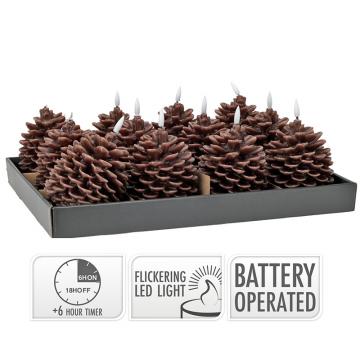 Κερι led με timer σχ.κουκουναρι 10x13cm
