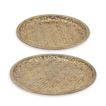 S/2 metal plate  embossed design 34cm & 43,5cm