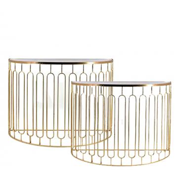 S/2 console half oval shape gold 74/80cm