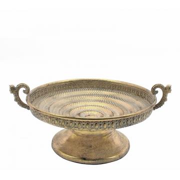 Tray w/handles embossed ant.gold 41,5cm