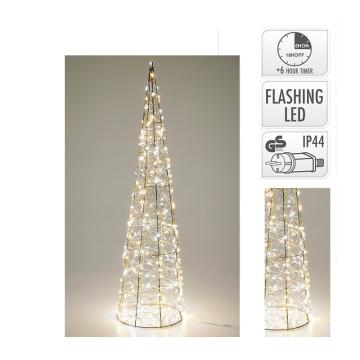 Συρμάτινο δέντρο κώνος χρυσό 300 LED, 60cm