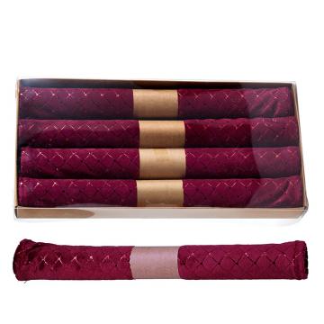 Σετ 4 βελουτέ μπορντό σουπλά σχέδιορόμβος 45x30cm