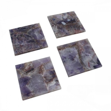 Artekko Quartz Σουβέρ από Μοβ Χαλαζία (10x10x1.1)cm 4pcs