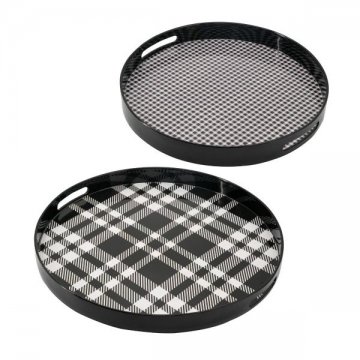 Artekko Tray Ασπρόμαυροι Πλαστικοί Δίσκοι Σερβιρίσματος (46x46x4)cm 2pcs