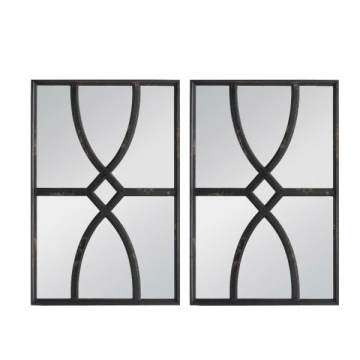 Artekko Mirror Μαύροι Ξύλινοι Καθρέφτες Τοίχου (40x3x60)cm 2pcs