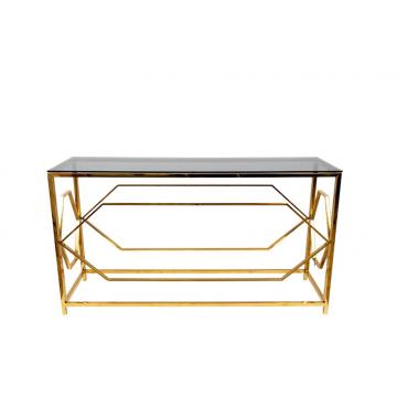 ΚΟΝΣΟΛΑ ΧΡΥΣΗ ΑΝΟΞΕΙΔΩΤΗ ΜΕ ΜΑΥΡΟ ΤΖΑΜΙ 140X40X78CM