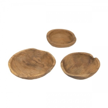 Artekko Woody Ξύλινο Μπολ σε Φυσική Απόχρωση (25x25x8)cm (20x20x7.5)cm (15x15x6.5)cm 3pcs
