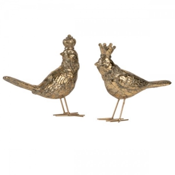 Artekko Bird Διακοσμητικά Πουλιά Ρητίνη Χρυσό (14.5x5x17.5)cm Σετ/2
