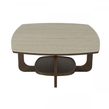 Artekko Stone Καφέ Τραπέζι Σαλονιού MDF με Όψη Πέτρας στην Επιφάνεια (90x90x42)cm