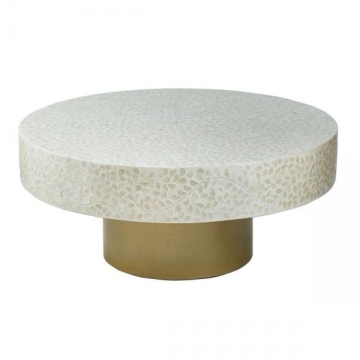 Artekko Ivory Τραπέζι Σαλονιού MDF Capiz Άσπρο Μπεζ (89x89x41)cm