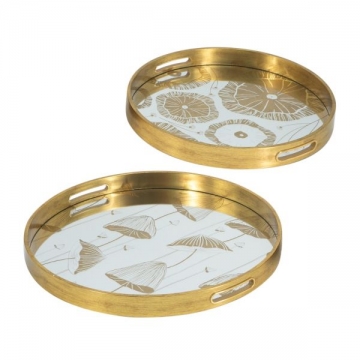 Artekko Tray Χρυσοί Πλαστικοί Διακοσμητικοί Δίσκοι με Καθρέπτη (45x45x4)cm 2pcs