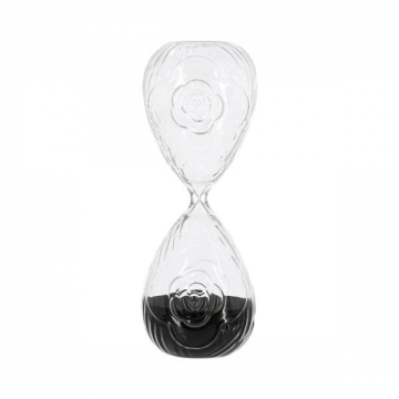 Artekko Hourglass Γυάλινη Κλεψύδρα με Ανάγλυφο Τριαντάφυλλο και Μαύρη Άμμο (8.6x8.6x20.4)cm