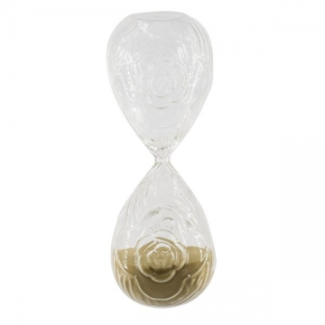 Artekko Hourglass Γυάλινη Κλεψύδρα με Ανάγλυφο Τριαντάφυλλο και Μπεζ Άμμο (9.8x9.8x25.4)cm