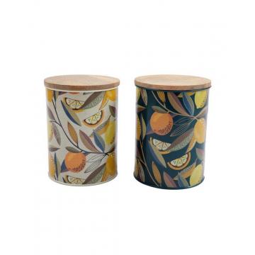 Βάζο αποθ."CITRUS ZEST" ξύλ.καπάκι 10x13,5cm