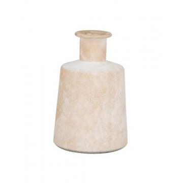 Βάζο γυάλινο λευκό/μπεζ Φ11,5Η18cm