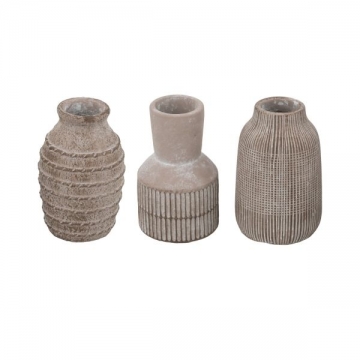 Artekko Cement Καφέ Τσιμεντένια Βάζα (9.5x9.5x15)cm 3pcs