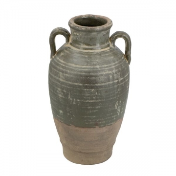 Artekko Antique Βάζο από Τερακότα σε Πράσινη με Μπεζ Αποχρώση (22x22x40)cm