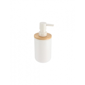 Dispenser πλαστικό λευκό με bamboo 300ml/7.2x16cm