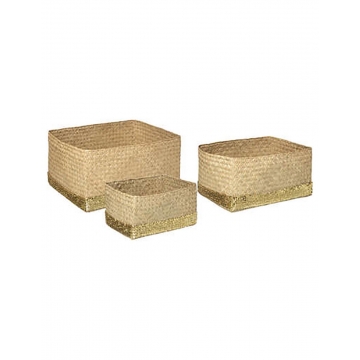 Καλάθι Bamboo με χρυσό τελειώμα σ/3(28Χ21Χ14+37Χ25Χ18+40Χ31Χ20)
