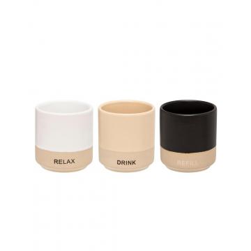 Κούπα espresso 3χρώματα/relax/drink/refill Φ5,6Η6,1cm