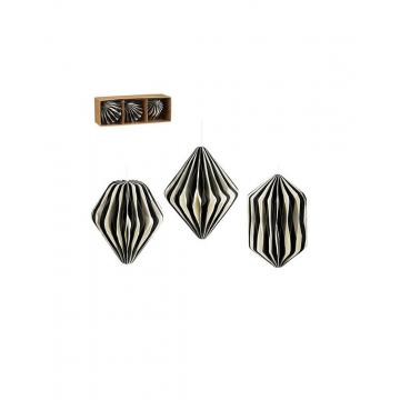 Μπάλες onion μαυρόασπρες ριγωτές set 3pcs 12x12cm