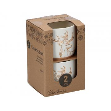 Μπωλ κεραμικό Christmas  set 2pcs Φ9Η7cm