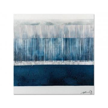 Πίνακας  χειρ.ζωγραφ.με ξυλινο πλαίσιο,"blue ocean" 80x80cm