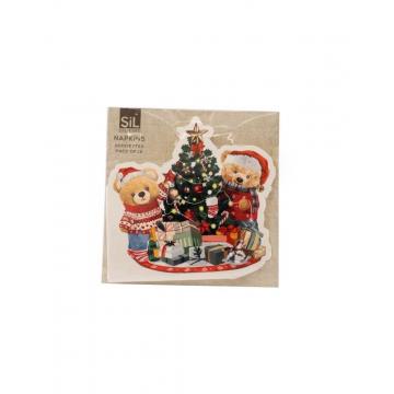 Χαρτοπετσέτες αρκουδάκια XMAS set 12pcs/17x17x12cm